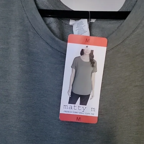 Matty M size M french TERRY ROLL CUff TEE Ligh heather oliva ITEM#1514670 - Picture 6 of 12